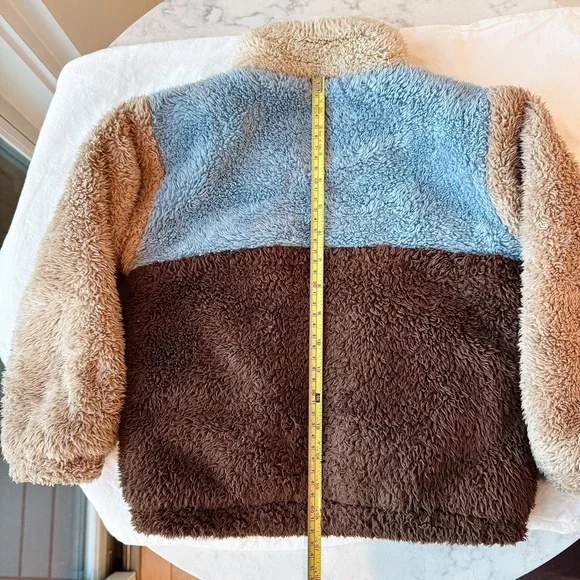Tinycottons Colorblock Polar Sherpa Jacket - in Brown, Tan, Blue